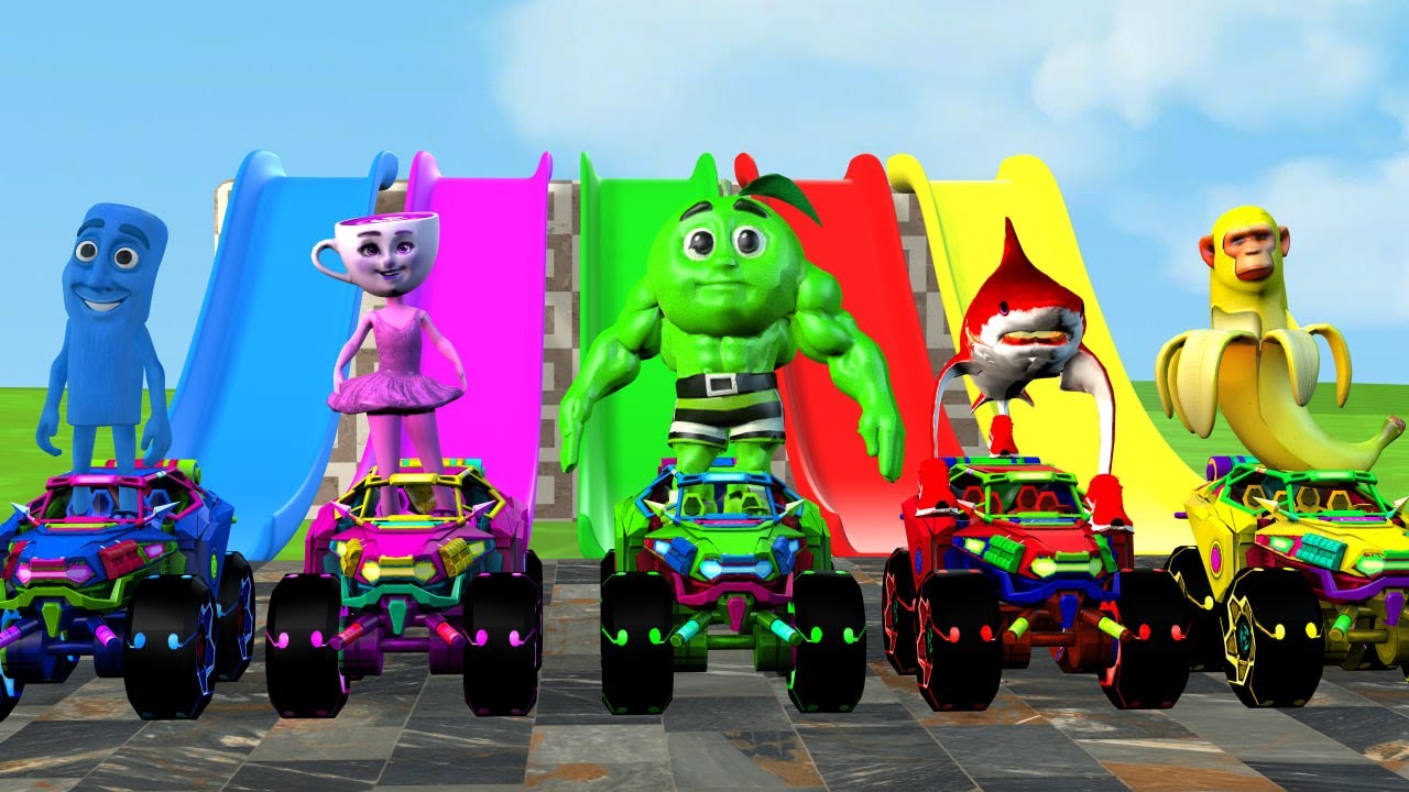 Long Slide Game With Cow Elephant Gorilla Hippopotamus Tiger 3d Animal Game Funny 3d Animals