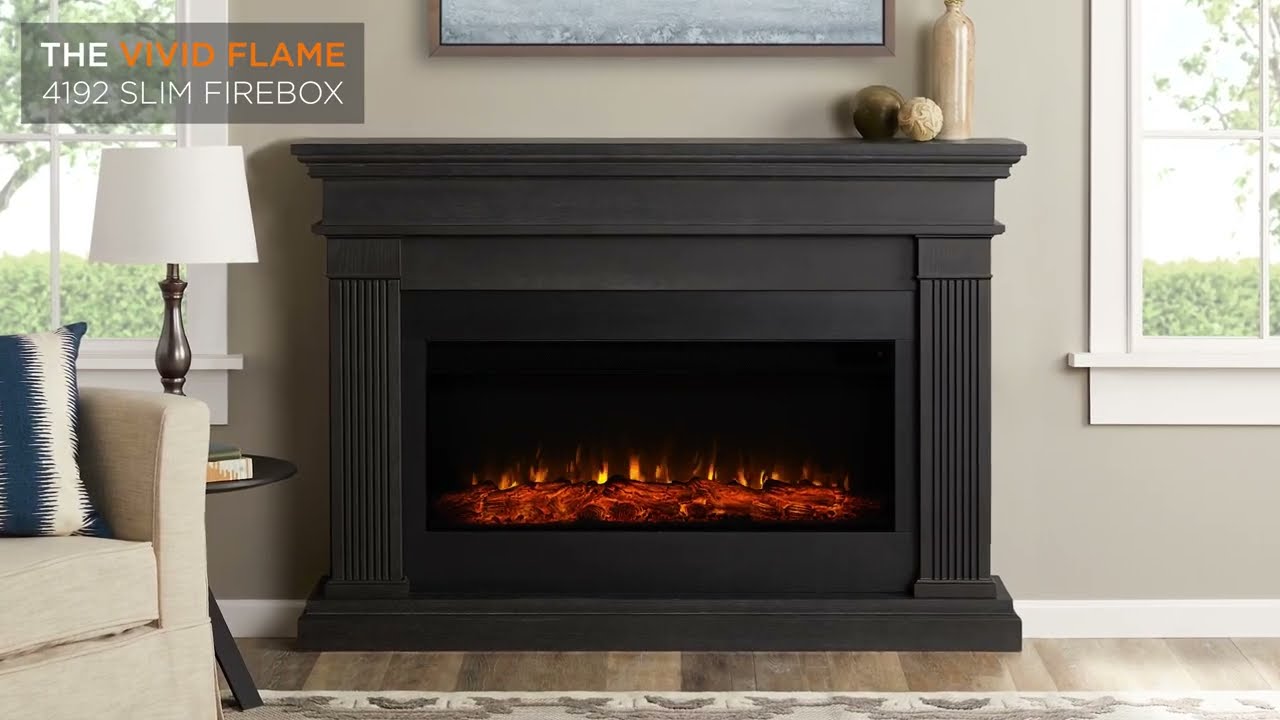 Real Flame Beau Electric Fireplace – Dark Walnut Mantel With Wide Infrared Firebox