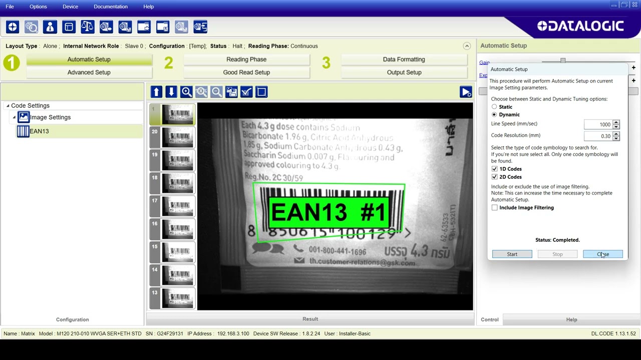 Matrix 120 Basic Setting Datalogic
