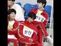 Sleepy hyunjin leaning on jeongiins shoulder   felix on other side  hyunin hyunjeong