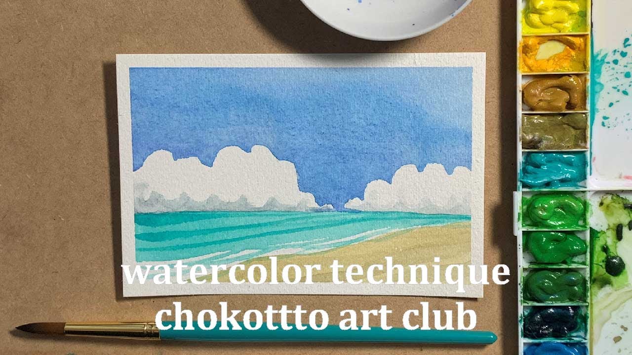 初心者さんも！ ウェット・オン・ドライで描く海の風景 / 透明水彩技法/ #36