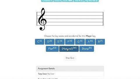 ToneSavvy - Level 10 Key signature identification up to 3 sharps and 3 flats (Treble)