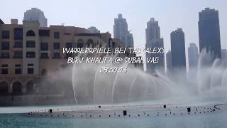 Wasserspiele bei Tag (Dubai Fountain), Burj Khalifa, VAE, Dubai