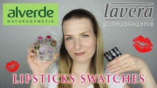 Alverde & Lavera Lipstick | Swatches | Rtěnkový speciál