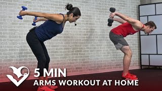 5 Min Arms Workout at Home with Dumbbells - Biceps and Triceps 5 Minute Arm Workout for Women & Men