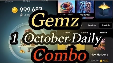 Gemz 1 October Daily Combo | 1 October Gemz Combo | Gemz today combo