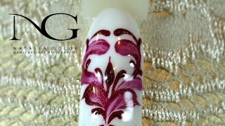 Благородное сердце: вензеля пошагово / Nail art heart Благородное сердце: вензеля пошагово / Nail art heart