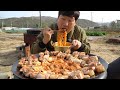 두껍게 썬 "숙성 삼겹살과 비빔면"의 찰떡궁합 (Samgyeopsal & Spicy Bibim noodles) 요리&먹방!! - Mukbang eating show