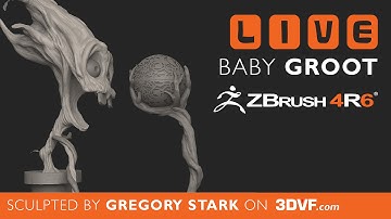 Zbrush 4R6 - [LIVE ON 3DVF.com] - Sculpting Baby Groot