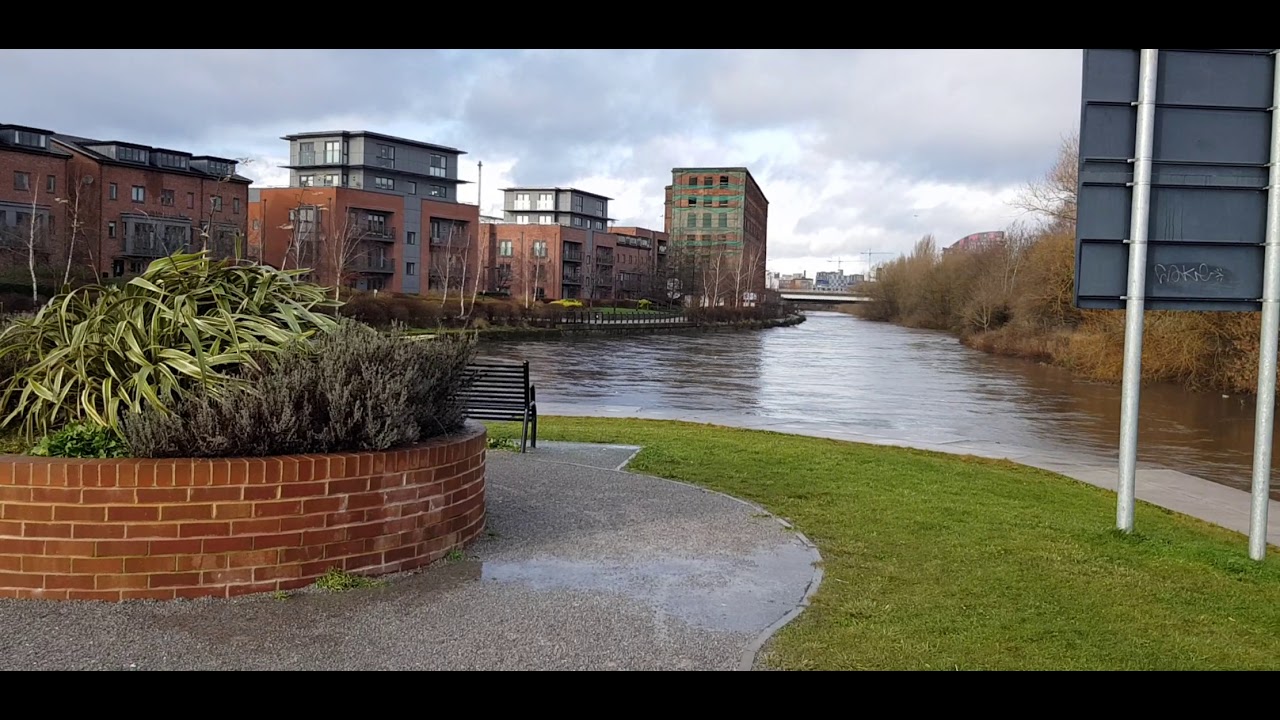 River Aire in Leeds following Storm Christoph - YouTube