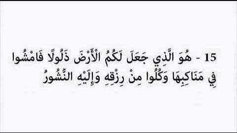 مقطع من سورة الملك الآيات ١٣---١٩.