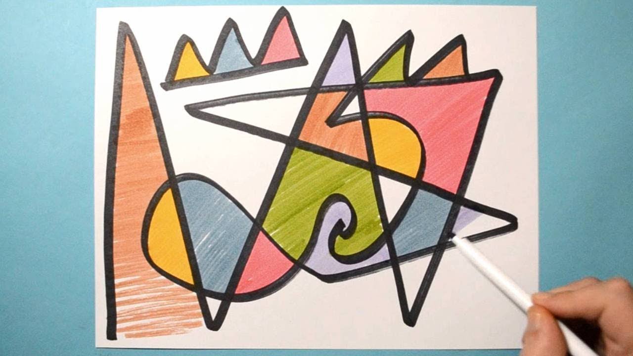 Easy Abstract Drawing / Fun Doodle with Color Markers / Daily Abstract Art  / Day #12