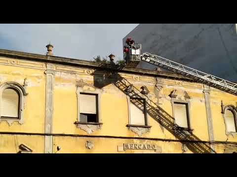 Un desprendimiento en el viejo mercado de La Merced obliga a actuar a los bomberos