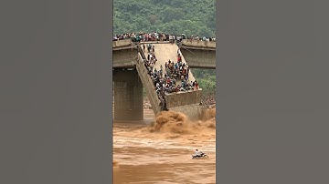 Moment the Bridge Collapses Due to Flooding! #shorts
