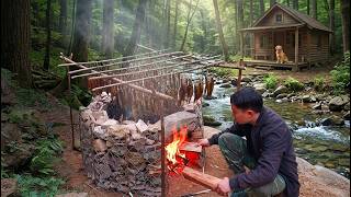 Away from civilization, living alone in the forest – camping, fishing, and gardening.