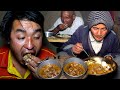 Local pork curry  rice cooking having   nepali village kitchen   life in rural nepal 