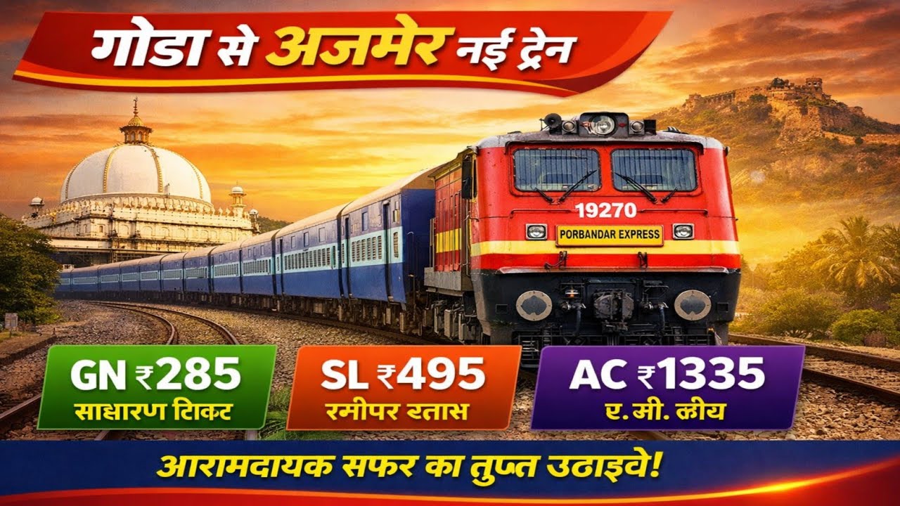 Gonda to Ajmer New Train | 19270 Porbandar Express | Full Fare, Route & Timings