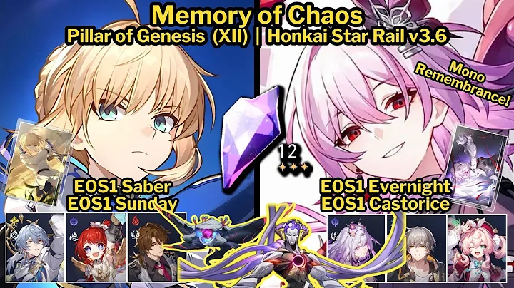 MoC Stage 12 E0S1 Saber and E0S1 Evernight & E0S1 Castorice Full Stars | Honkai Star Rail v3.6