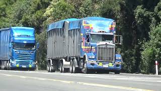 Trucks rolling in and out Pan Pac Forest Products Ltd Whirinaki, Napier, New Zealand