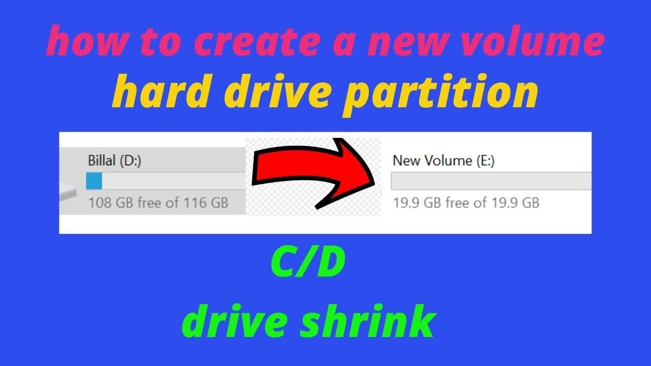 how to create a new volume, shrink C/D drive. hard drive partition 2022 ...