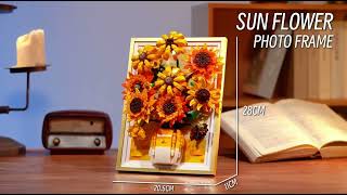 Lodikisbay Sunflower Frame Building Set, Botanical Collection for Adult Wall Art Building Blocks Set