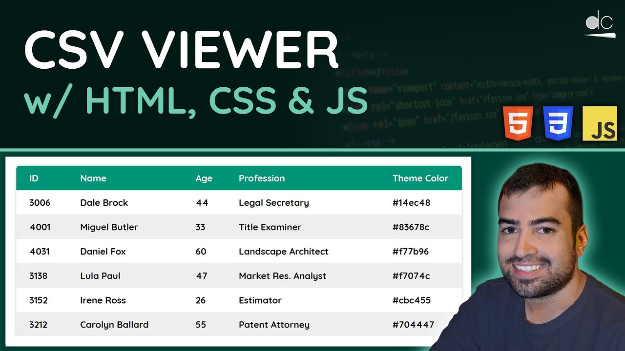 CSV Viewer with HTML, CSS & JavaScript