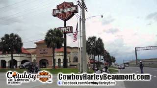 Riders leave Cowboy Harley-Davidson of Beaumont headed for Dan mandeville's funeral