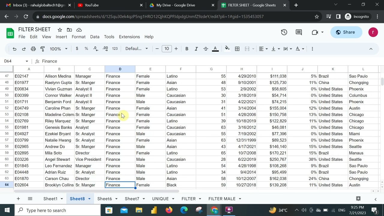 Department Wise Report in Google Sheet , Google Sheet mai report kaie banaye