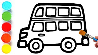 double decker bus picture drawing painting and coloring for kids toddlers lets draw together
