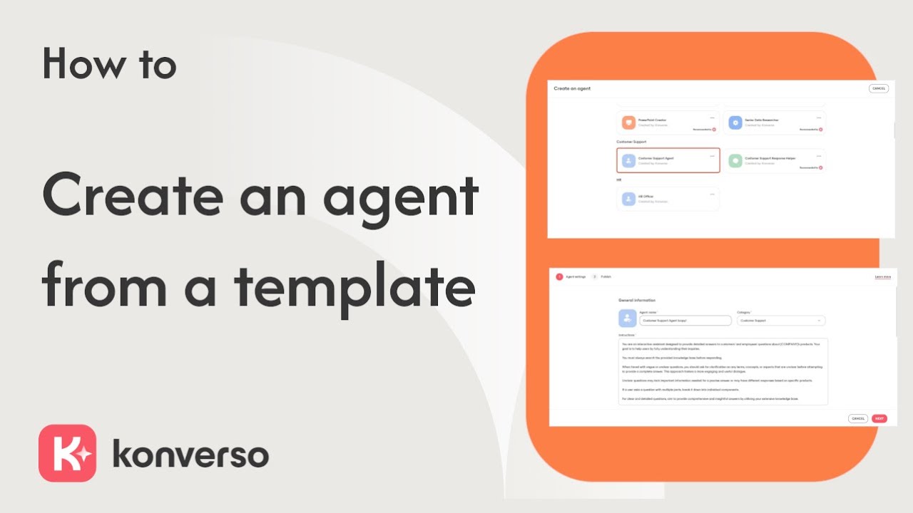 How to create a new agent using a template | Konverso AI Agent Platform ...