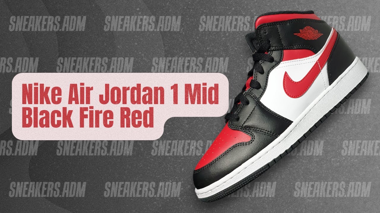 Nike Air Jordan 1 Mid Black Fire Red (GS) - 554725-079 - 