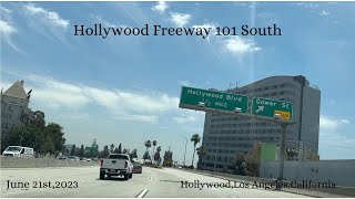 Driving on the Hollywood freeway 101 South in Los Angeles California