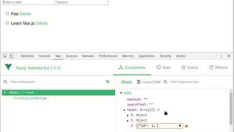 Vue devtools - Add/Remove items