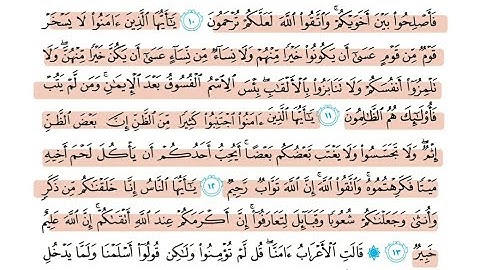 سورة الحجرات/ثالث متوسط/الوحدة الرابعة الآيات 10_13/القارئ إسلام صبحي