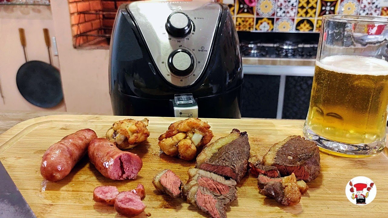 Como Fazer Picanha Linguiça e Frango na Airfryer Churrasco Fácil Rápido
