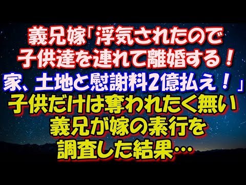 【修羅場】 義兄嫁「浮気されたので子供達を連れて離婚する！ 家、土地と慰謝料2億払え！」夫「子供は？」嫁「連れて行く」 数か月後、事体はトンデモナイ事に… 修羅場スカッととろ