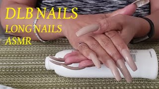 DLB NAILS - LONG NAILS - ASMR - Getting the Last of the Lotion with Beige Long Nails