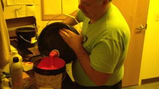 Mind's Eye staff demo of emulsion pour from a 5 gal bucket