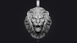 lion pendent  Sculpt in ZBRUSH (  jewelery design)