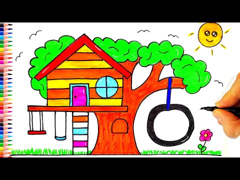Ağaç Ev Çizimi - Ağaç Ev Nasıl Çizilir? - How To Draw a Tree House - Kolay Ağaç Ev Çizimi