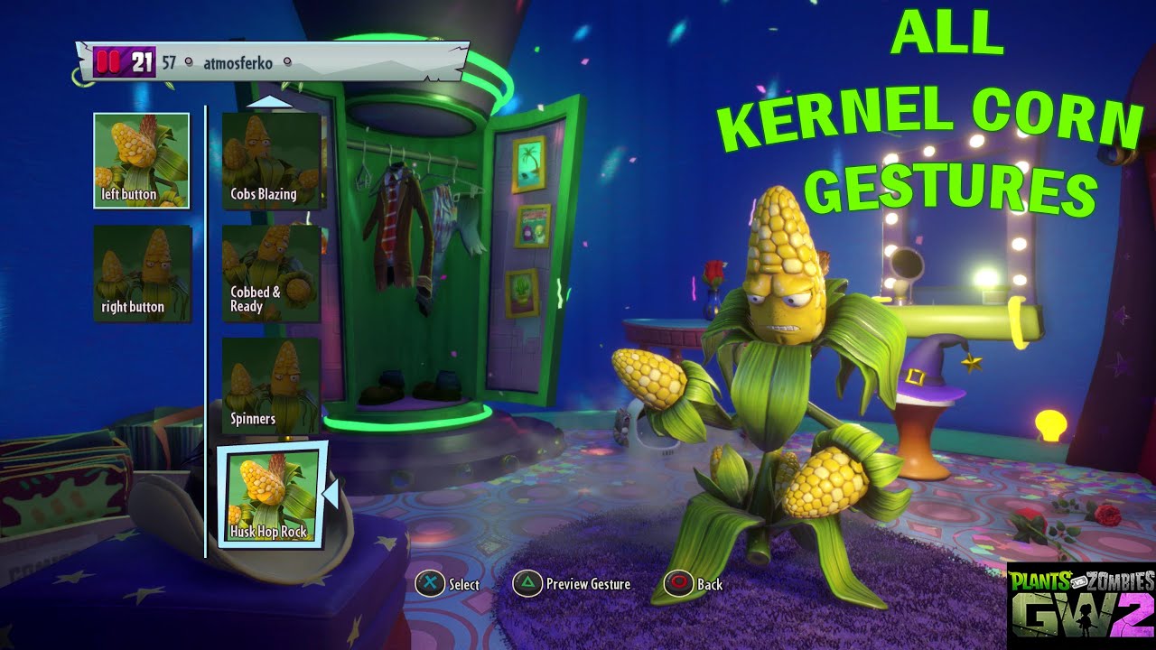 All Kernel Corn Gestures / Plants vs Zombies Garden Warfare 2 - YouTube