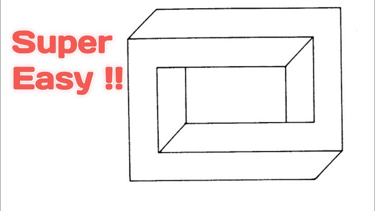 How to draw a Impossible Square, simple square drawing, Easy illusion ...