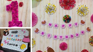 3 Best Birthday Decoration Ideas| DIY Birthday Banner | DIY 3DFloral Number One| Birthday Name Plate