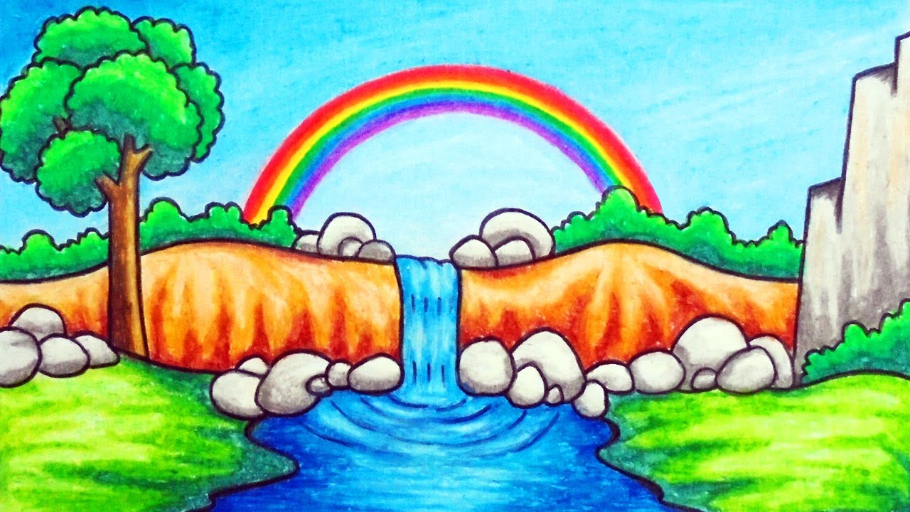 Featured image of post Easy Waterfall Mountain Scenery Drawing - Rainbow butterfly scenery drawing easy oil pastel drawing for beginners drawing tips.