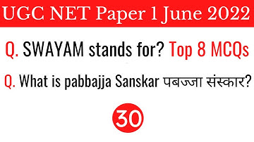 (Mock TEST 30) Top 8 Most Expected MCQs For NTA UGC NET Paper 1 June 2022 in Hindi & English