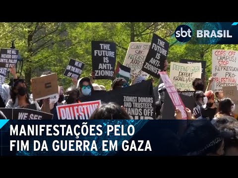 Video protestos-contra-o-apoio-ao-governo-israelense-se-espalham-nos-eua-sbt-brasil-27-04-24