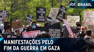 Video protestos-contra-o-apoio-ao-governo-israelense-se-espalham-nos-eua-sbt-brasil-27-04-24