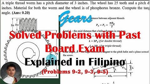 Machine Elements: Gears Solved Problems with Past Board Exam Problems (Explained in Filipino)
