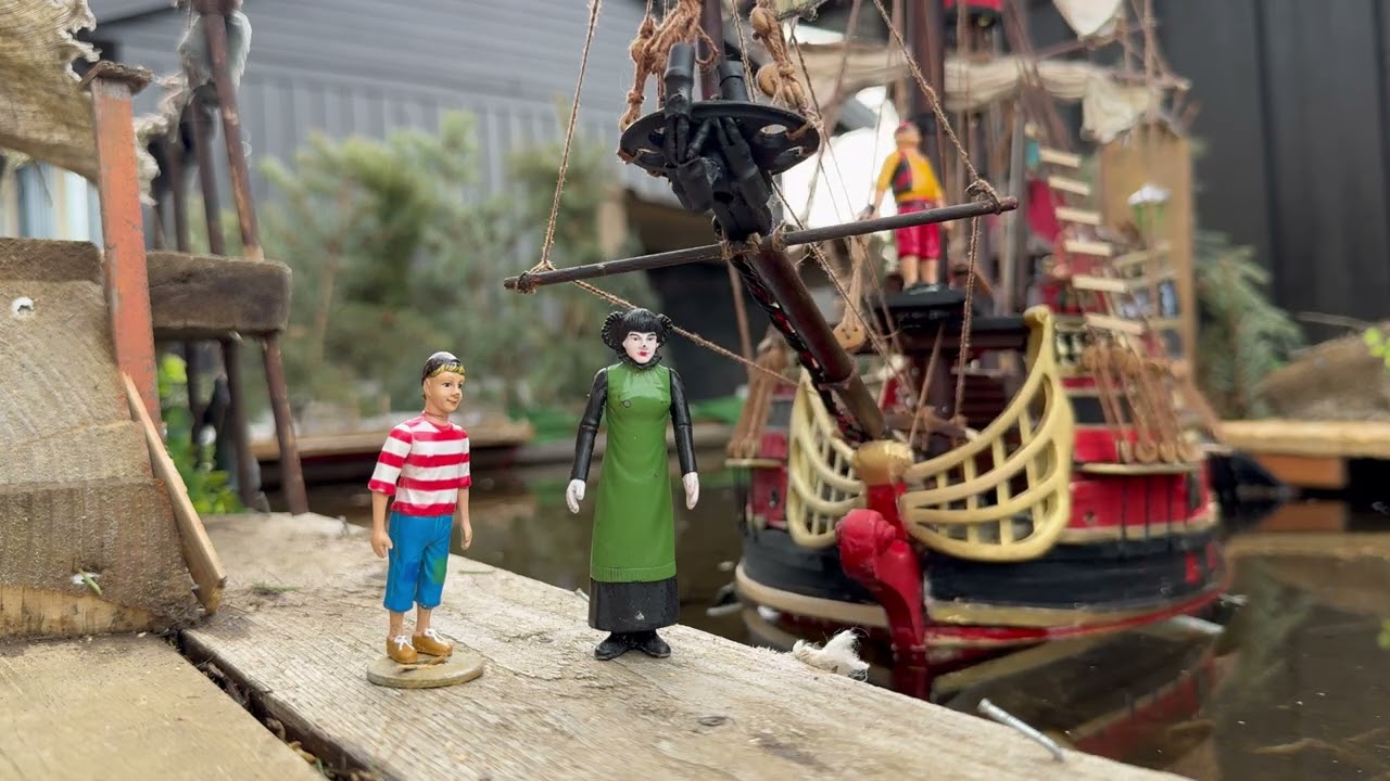 Kaptein sabeltann vender hjem fra tokt (figur forestilling)