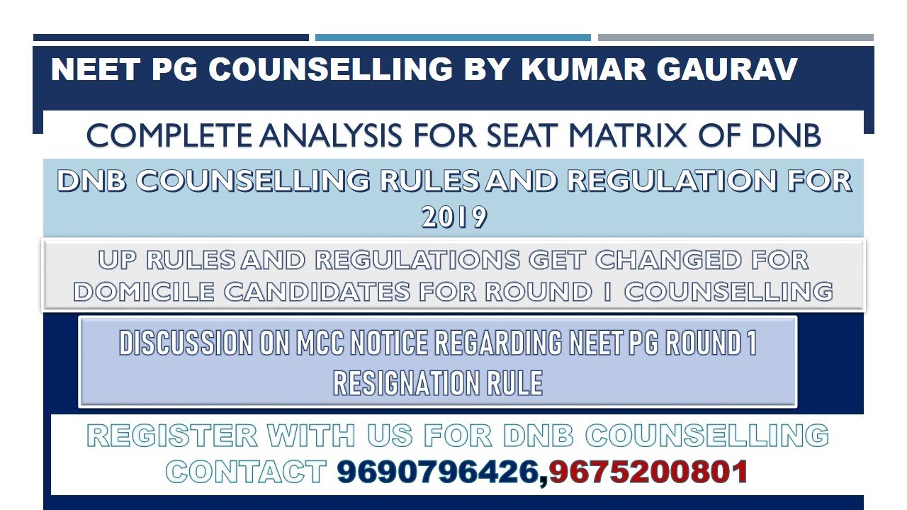 DNB ROUND 1 COUNSELLING DETAILS or NEET PG ROUND 2 details